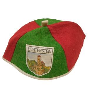German Felt Yamaka Skullcap Beanie Hat Cap Souvenir Lichtenstein Castle 50's Vtg
